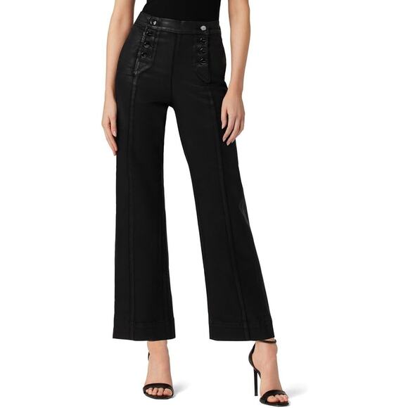Joe's Jeans Denim - Joe's Jeans Savannah Black Coated Wide Leg Crop Jean Pants Size 26 Sailor Style